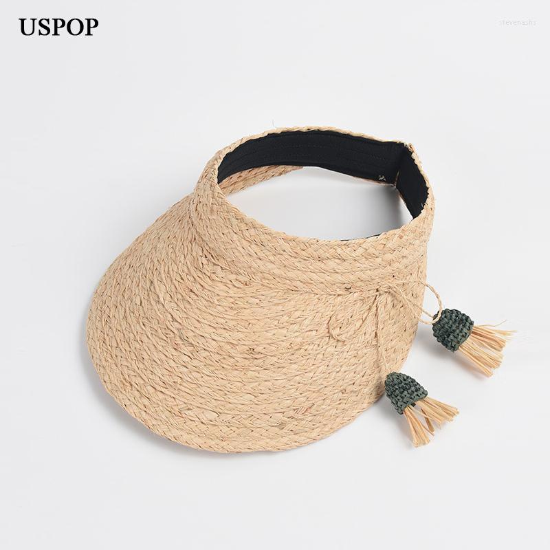 

Wide Brim Hats Headband Design Natural Raffia Straw Hat For Women Beach Summer Tassel Ball Cap, Pink