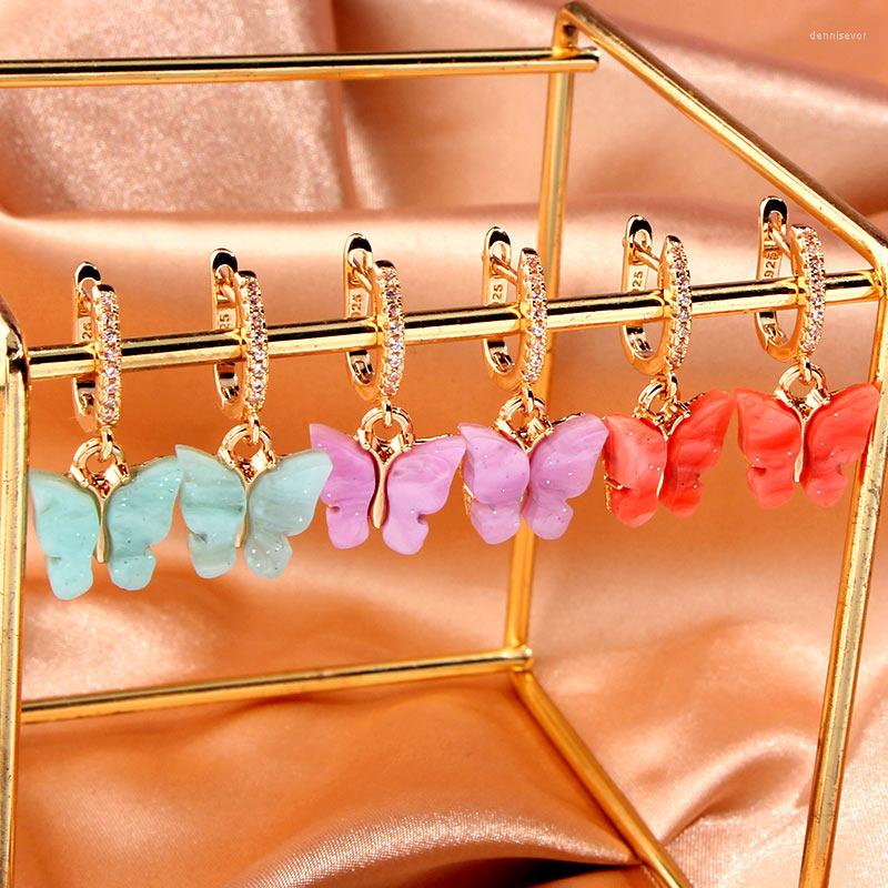 

Dangle Earrings 2023 CZ Cherry Butterfly Heart Drop For Women Gold Color Fashion Charm Wedding Jewelry Gift