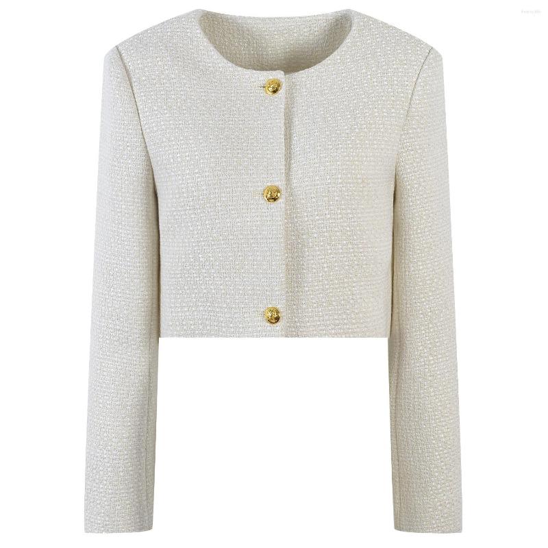 

Women' Jackets Autumn Women Tweed Super Crop Coat Long Sleeve Y2K Streetwear Elegant Office Lady Japan Korean Clothes, Beige