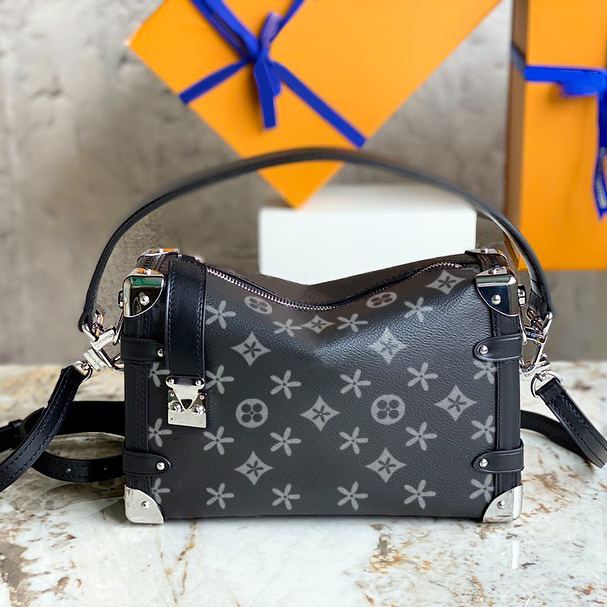 

M46358 M21741 side trunk box clutch bags Fashion Luxury tote Womens handbag louvis pochette Man Designer Genuine Leather Mini soft trunk gym crossbody shoulder bags, Brown embossed