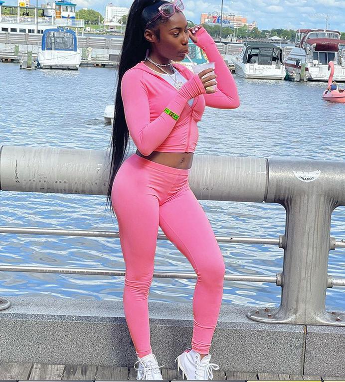 

Women' Two Piece Pants Women Close-fitting Two-piece Clothes Set Long Sleeve Hooded Crop Tops And Leggings Sweatsuits For Outfits, Yellow