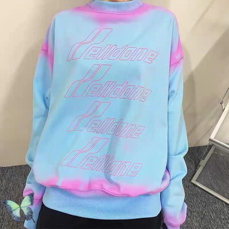 

Men' Hoodies & Sweatshirts Men Women Welldone Crewneck Pullovers Tie Dye WE11DONE