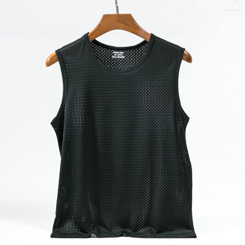 

Men's Tank Tops Mens Mesh Vest Ice Silk Quick-drying Bodybuilding Fitness Muscle Sleeveless Narrow Casual Sport, Gray