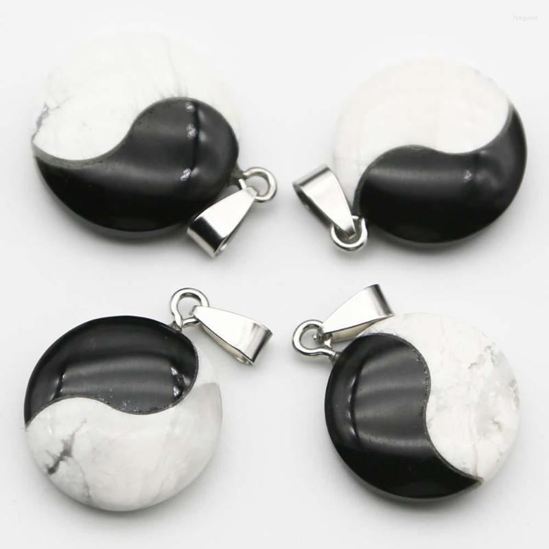 

Pendant Necklaces Fashion Tai Chi Eight Trigram Yin And Yang Pendants Necklace Obsidian White Pine Transfer Bao Ping An DIY Jewelry