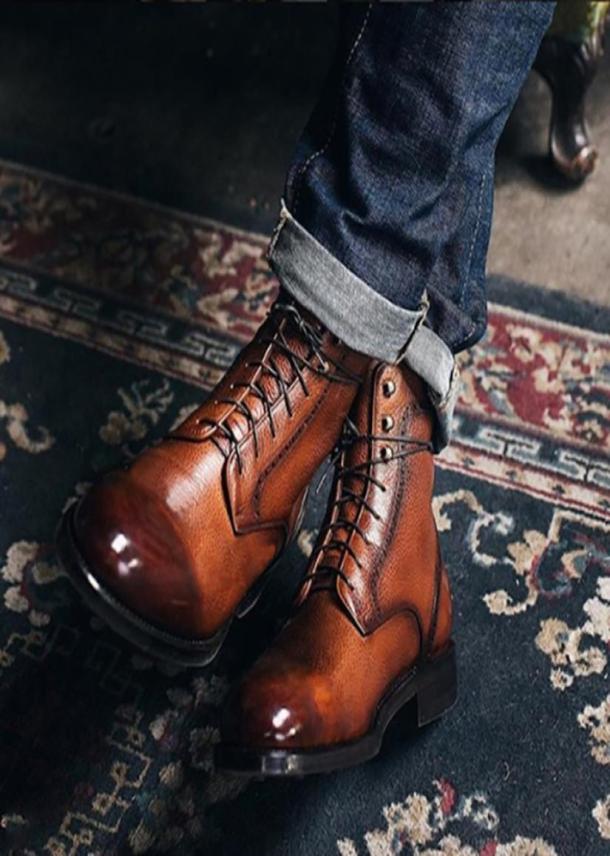

Masorini Men Pu Leather Martin Boots Winter Shoes Fashion Male Lace Up Warm Ankle Boots Men Rivet Brithsh Shoes BRM0531393011, Black