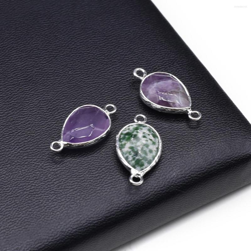 

Pendant Necklaces Amethyst Agate Natural Stone Cut Water Drop Connector For Making Various Jewelry Accessories