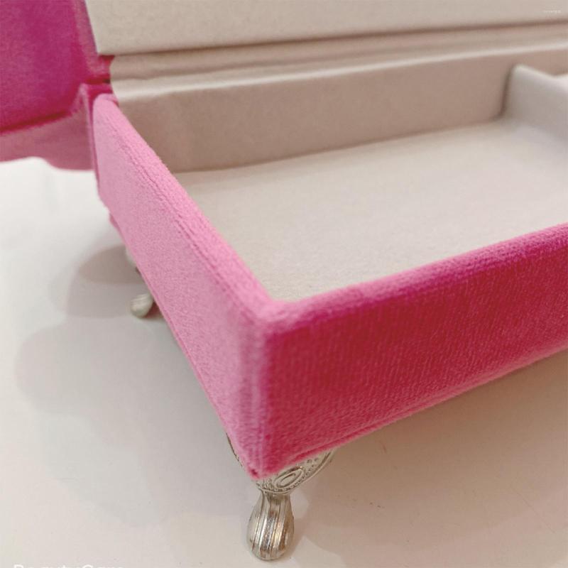 

Jewelry Pouches Cute Box Stylish Chaise Shape Pink Display Case Decoration Earrings Organizer For Bedroom Bedside Table Dresser