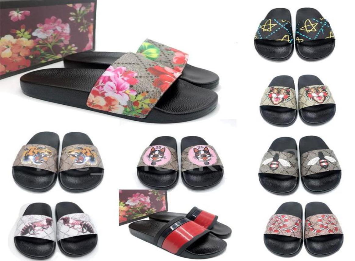 

2021 Summer men women Top quality slippersFlat platform sandals Rubber slide Floral brocade Gear bottoms flip flops striped Beach 5522407, Flesh