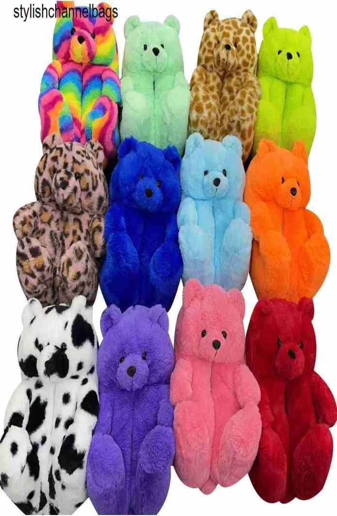 

Slippers Fashion Teddy Slippers Bear Cartoon Animal Indoor Shoes for Women Winter Warm Plush Slides Girls Chunky Cosplay Fur Slipp3826398, Dark brown