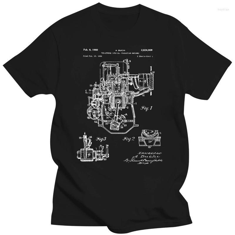 

Men's T Shirts 2023 Fashion Buchi Two Stroke Engine T-Shirt Car Design Patent Gift Crew Neck Men, Yellowmen