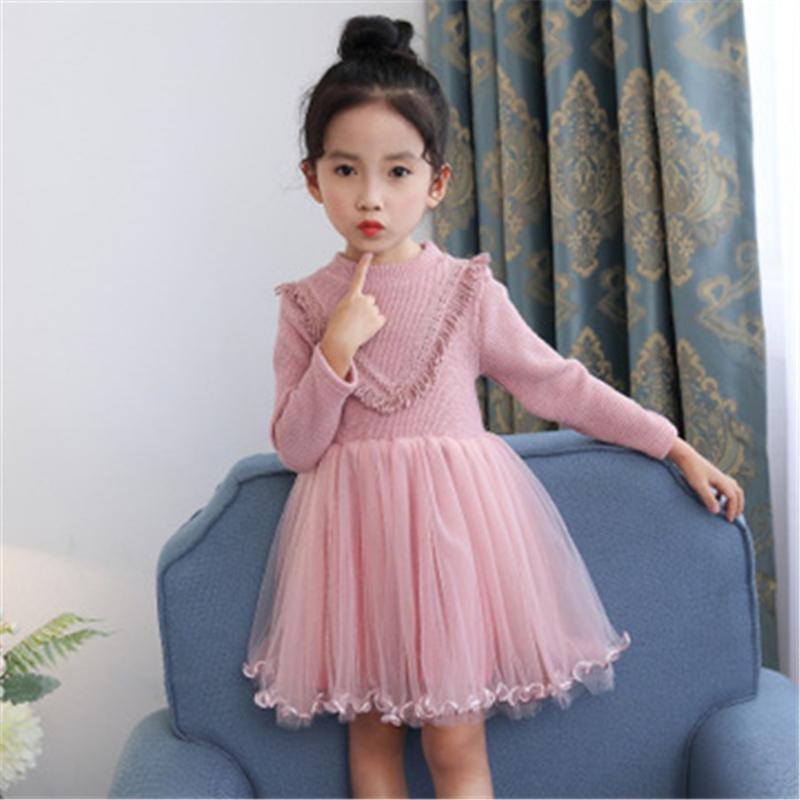 

Girl Dresses Girl's Kids For 3 4 5 6 7 Years Winter Dress Plus Velvet Sweater Tutu Mesh Splice Girls Clothing Toddler, Green no velvet