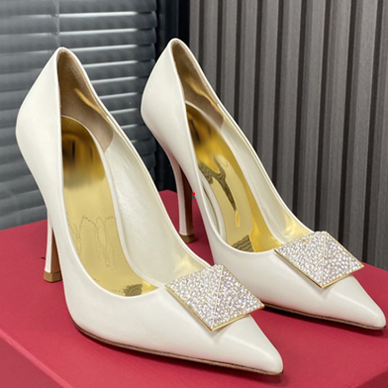 

2023 Elegant Design Ladies Dress Shoes High Heels Bing Slippers Sandals Crystal Strap Stiletto Sexy Pointed Toe Party Wedding EU35-40 -388, Picture color