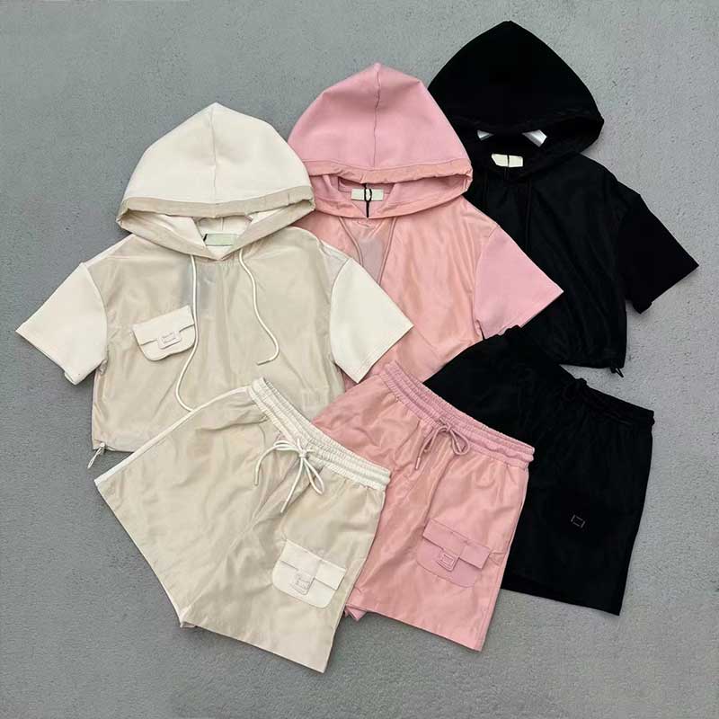 

Women Tracksuit shirts Two Piece Sets 23SS Summer Tracksuit Casual Style Budge Lady Slim Short Hoodies Tees Knit Shirt