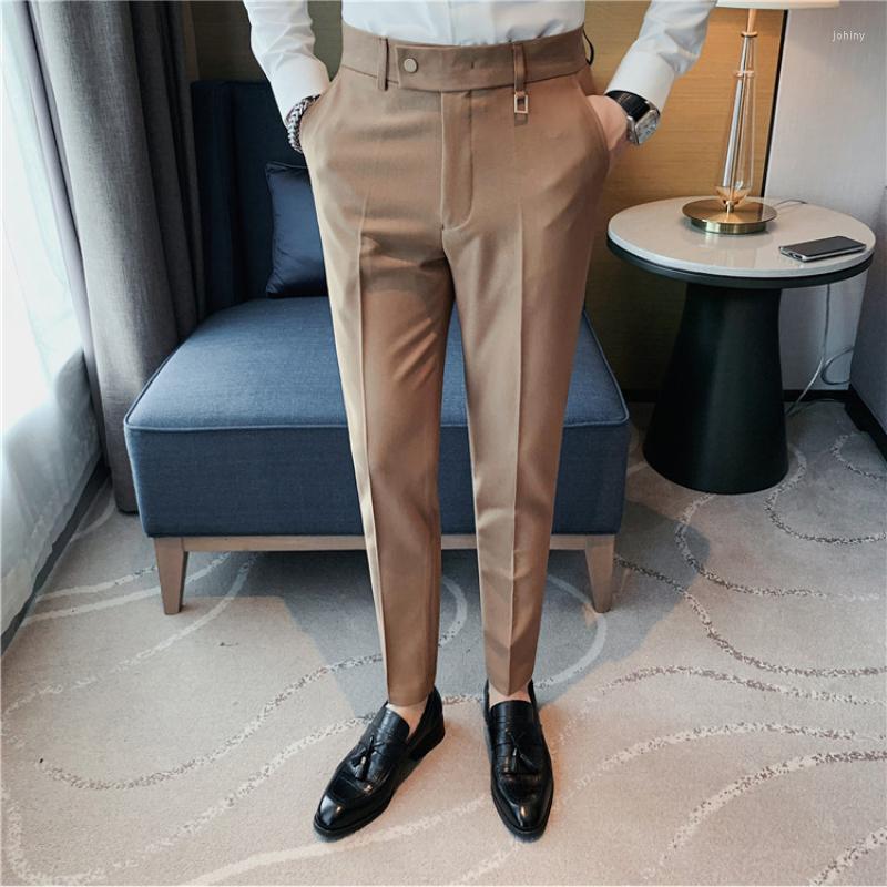 

Men's Suits British Style Autumn Solid Classic Business Casual Suit Pants Men Clothing Simple All Match Formal Wear Office Trousers Straight, Blue