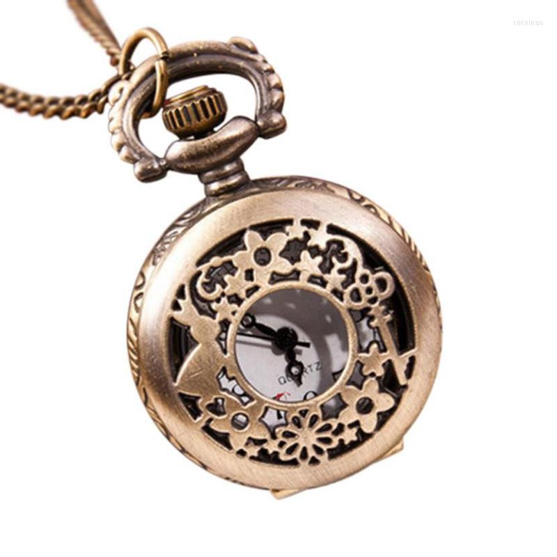 

Pocket Watches Moment # L05 2023 Fashion Vintage Retro Bronze Quartz Watch Pendant Chain Necklace, Brown
