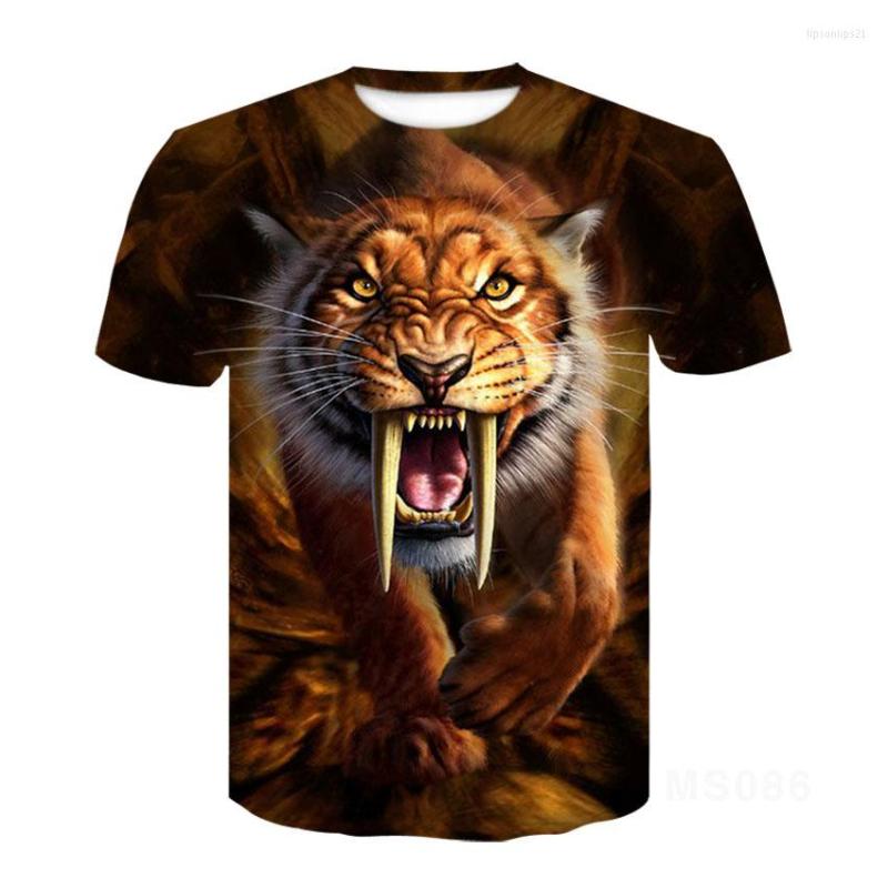 

Men's T Shirts 3D Printed Animal Tiger Shirt Short Sleeve Funny Design Casual Tops Tees Male Halloween Asian Size 6XL, Picture color