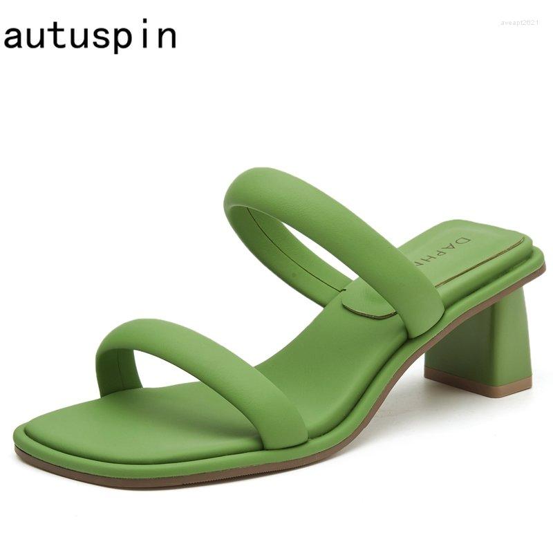 

Sandals Autuspin Women Summer Fashion Green High Heels Slippers Office Ladies Concise Pumps Daily Walking Shoes Females Size 39, Black