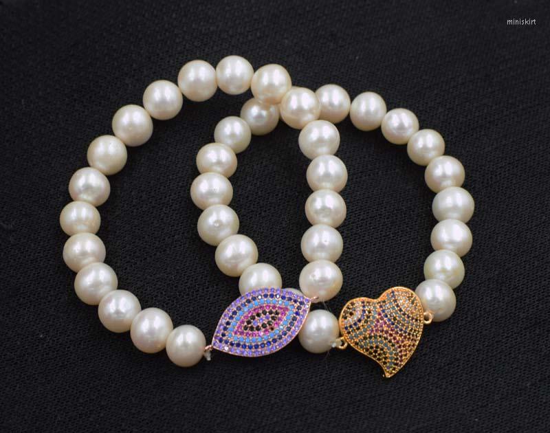 

Bangle ! Freshwater Pearl White Near Round 10-11mm Bracelet 8inch Wholesale Nature Beads FPPJ