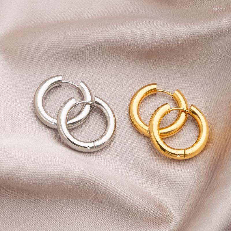 

Hoop Earrings Round Chunky Large Big Fashion For Women's 2023 Party Korea Stainless Steel Jewelry