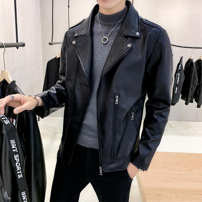

Men's Fur Men's Fashion Casual Leather Jacket High Quality Pure Color Black Motorcycle Slim M-5XL, Red
