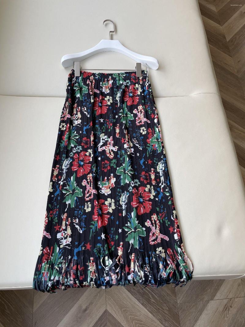 

Skirts 2023 Women Fashion Sexy Casual Floral Vintage Sweet Fringed Skirt 0314