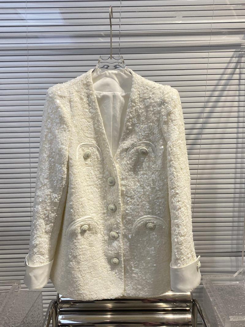 

Women' Vests Senior Sense Coarse Bead Piece V-neck Small Fragrance Long Coat, Multi