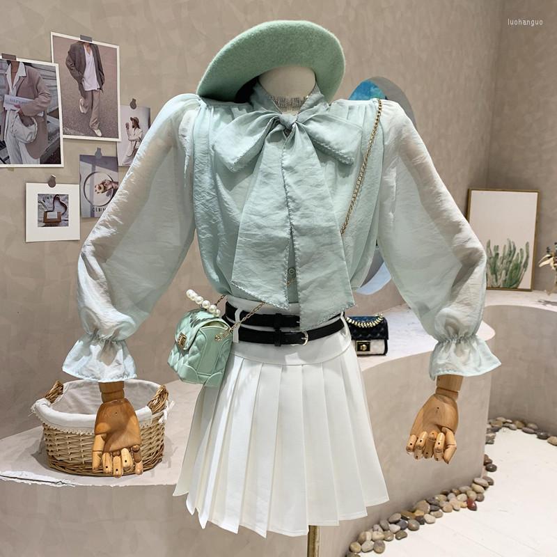 

Women's Blouses Niche Design In Women's Clothing 2023 Spring Bow Chiffon Shirt Long Sleeve Versatile Top, Ginger
