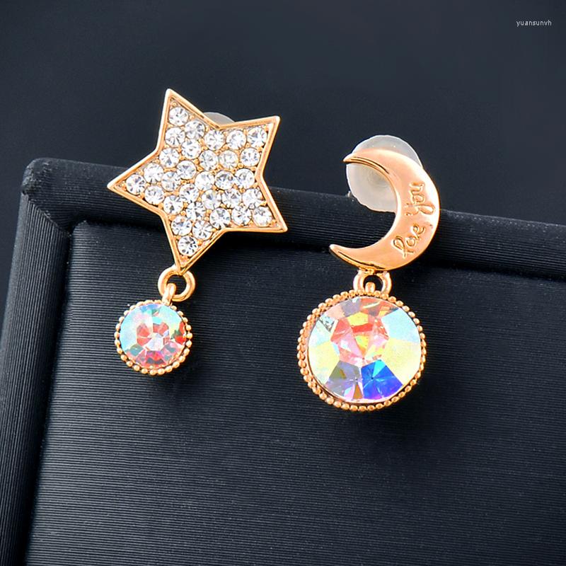 

Dangle Earrings SINLEERY Charm Star Moon Crystal Drop For Women Wedding Party Jewelry Accessories SSB
