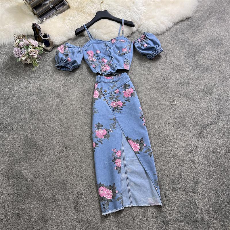 

Dress Amolapha Sexy Two Piece Suit Off Shoulder Short Sleeve Crop Top Long Skirt Party Women Sets Wrap Club Bodycon 2pcs Outfits, Blue