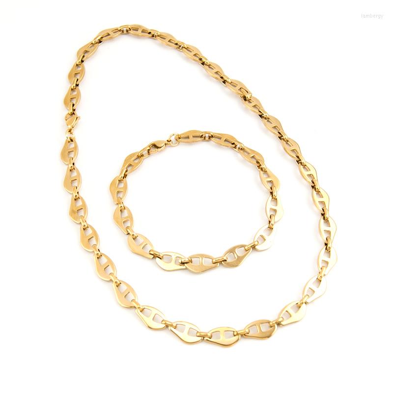 

Chains Necklace For Women Stainless Steel Chain CoffeeBean Statement Metal Texture Thick Collar Waterproof Jewelry Gift