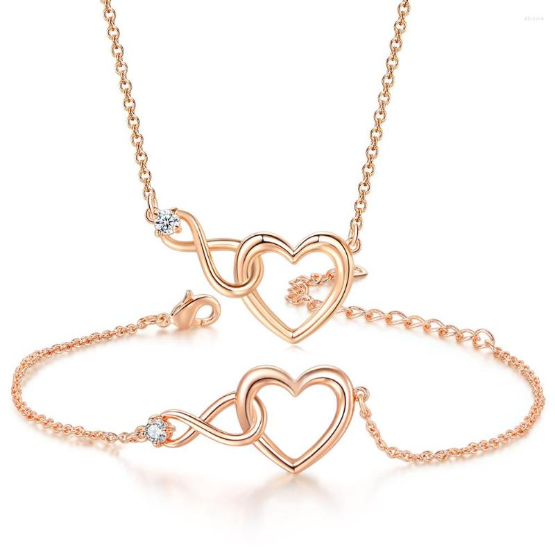 

Necklace Earrings Set Cute Heart Charms Jewelry For Women Korean Style Collar Choker Chain Necklaces Bracelet Gift Friends Jewellry S564, Picture shown