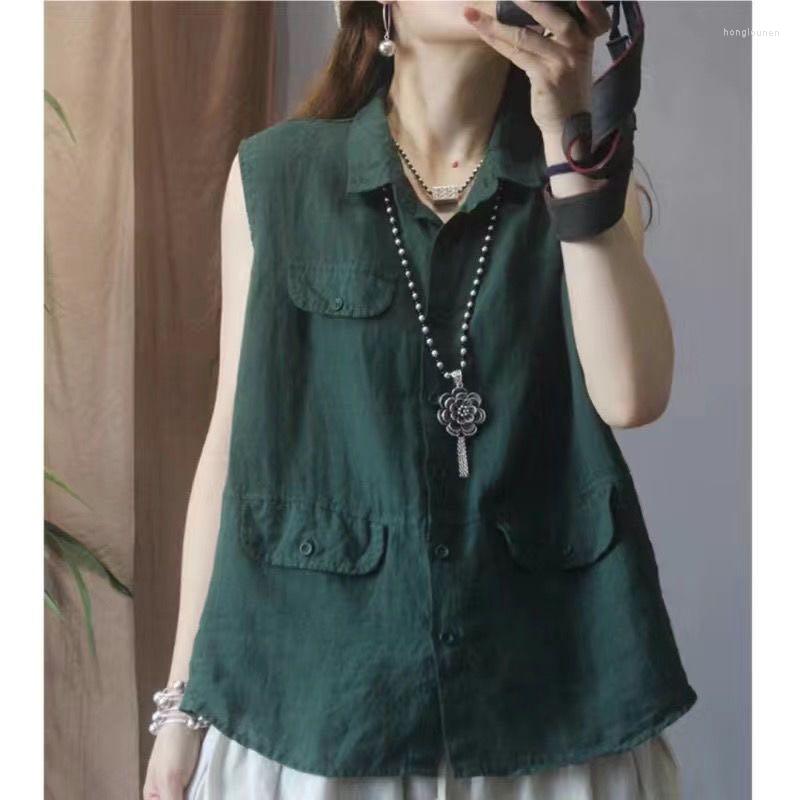 

Ethnic Clothing Summer Vintage Tops Women's Cotton Linen Cardigan Chinese Traditional Loose Soft Tang Suit Female Oriental Vest Shirts