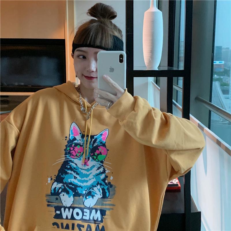

Women's Hoodies & Sweatshirts Style Sweater Loose Korean Fashionable Idle Thin Vintage Jacket RacWomen's, Yellow