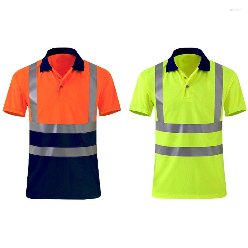 

Men's T Shirts Safety For Men Reflective Shirt Night Working Summer Short Sleeve Yellow And Navy