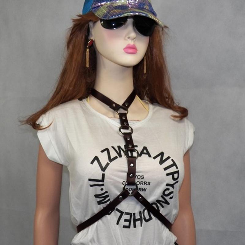 

Belts Punk Street Style Handmade Fashion Leather Harness Craft Belt Body Bondage WaistBelts, Black