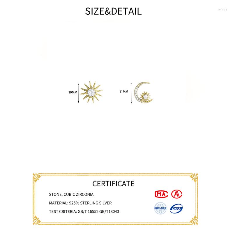 

Stud Earrings SOFTPIG Real S925 Sterling Silver Sun Moon Star Zircon 14K Gold For Women Cute Fine Jewelry Elegant Accessories