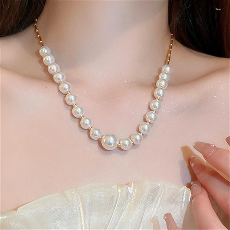 

Choker Statement Big Pearl Necklace For Women Personality Style White Ball
