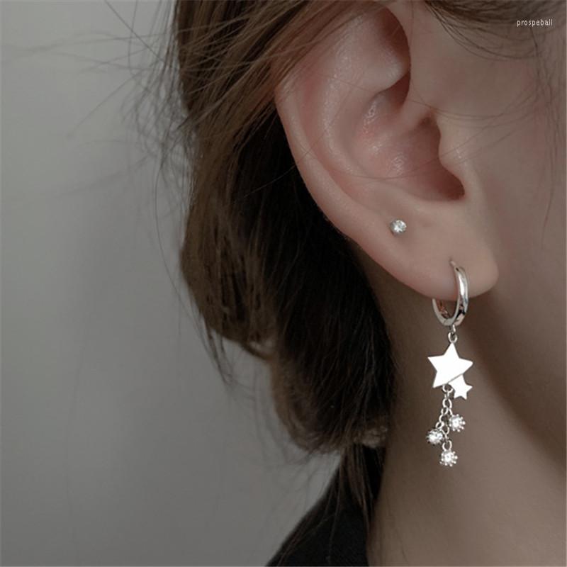 

Hoop Earrings 925 Silver Needle Tassel Crystal Star For Women Girl Elegant Party Jewelry Prevent Allergy Eh604