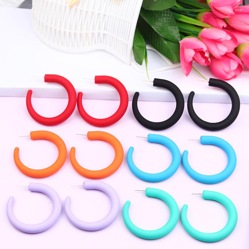 

Hoop Earrings U-Magical Exquisite C Shape Spray Candy Color Earings For Women Minimalist Geometric Arcylic Multiple Jewellery