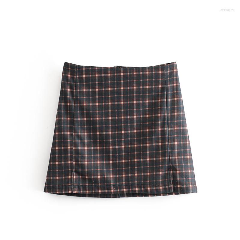 

Skirts Spring And Autumn Women' Plaid Short Skirt Fashion Slit Slim Zipper Hip Packed, Cm-6269