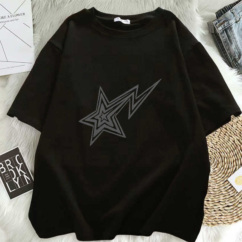 

Women's T-Shirt Summer T Shirt Men Fashion Summer Oversized Mens Women Tshirts Unisex Hip Hop Star Printed Tshirt Casual TShirt Streetwear Tops Z0418, Y2k-white