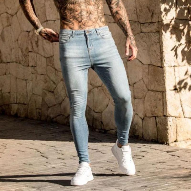 

Men' Jeans Streetwear Skinny Men Stretch Casual High End Slim Fit Pants Street Jogging Sports Harajuku, Blue