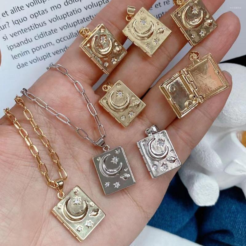 

Choker 5Pcs 2023 Retro Style Gold Plated Rectangle Can Put Pos Pendant Necklace Fashion DIY Po Box Necklaces