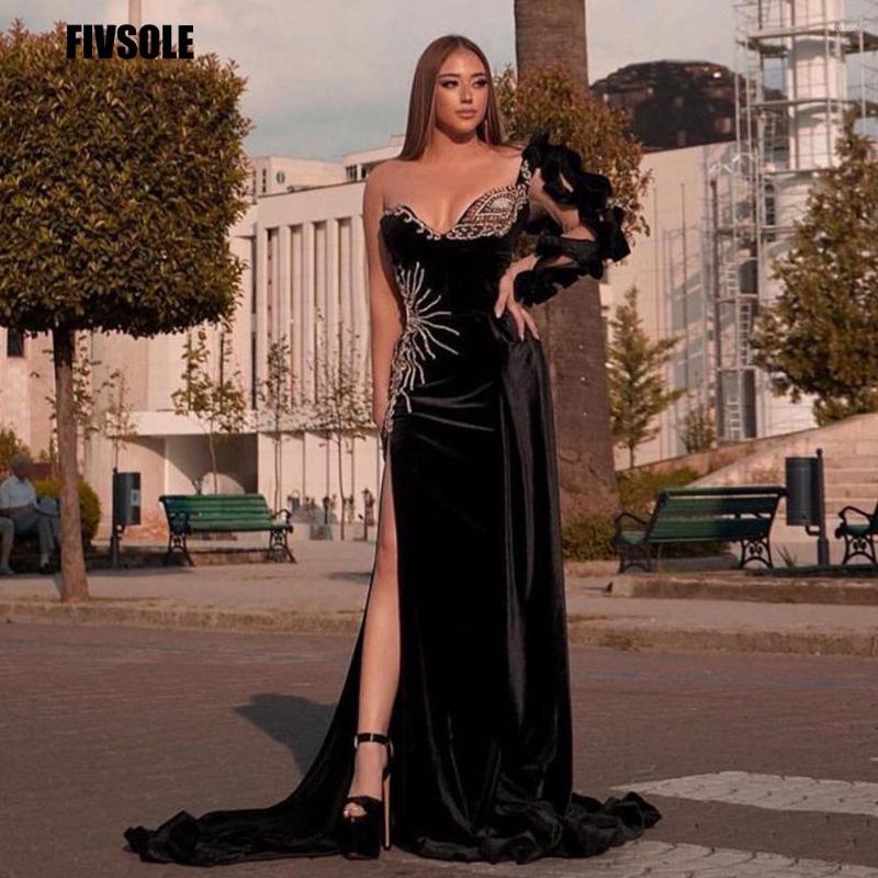 

Party Dresses Fivsole Long Mermaid Evening Gowns Vestidos De Festa High Quality Side Split Crystals Abendkleider Birthday Prom, Pink