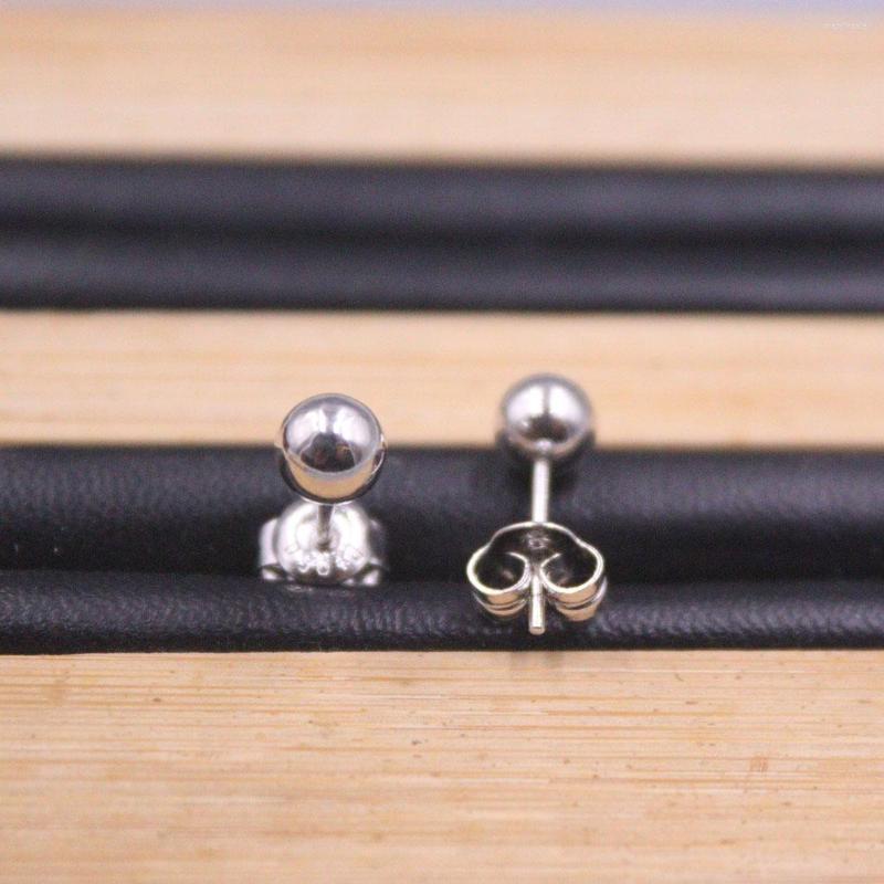 

Stud Earrings Marked Pt950 Real Platinum 950 For Women Polish Surface 5mm Ball Simple Style