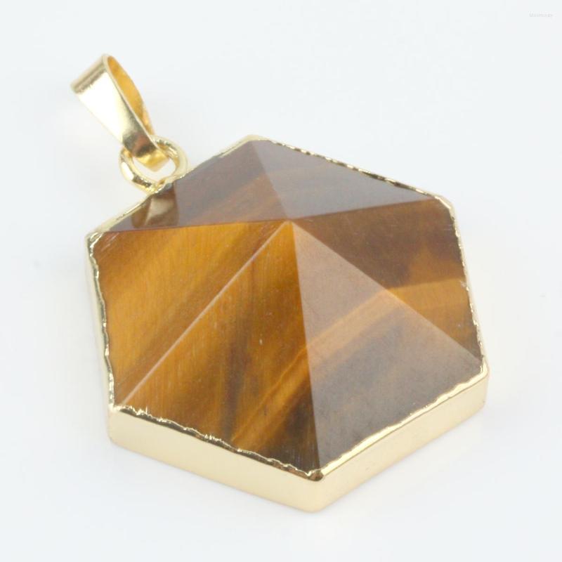 

Pendant Necklaces Blue Sand Stone Hexagonal Healing Reiki Crystal Charms For Jewelry Making Women Necklace Accessories