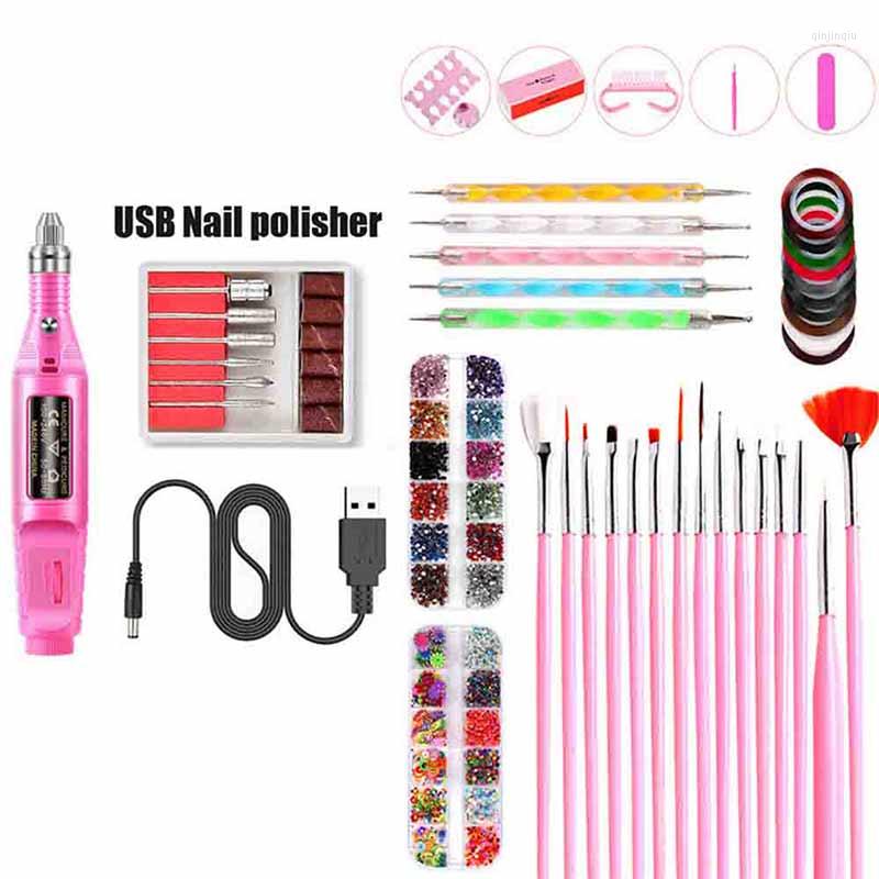 

Nail Art Kits Brushes Glitter Dill Flakes Dotting Pen Stamper Plate Nails Builder For Salon Manicure Tools Kit Professional Set