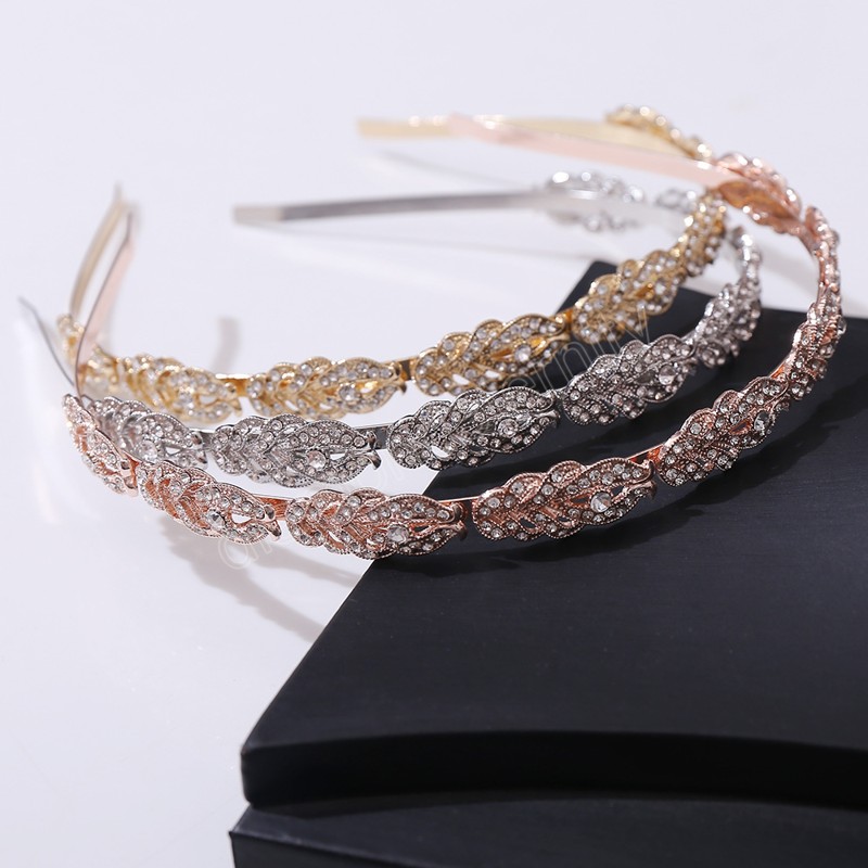 

Zircon Crystal Alloy Leaves Bridal Head Ornaments Wedding Hair Jewelry Accessories Tiaras and Crowns