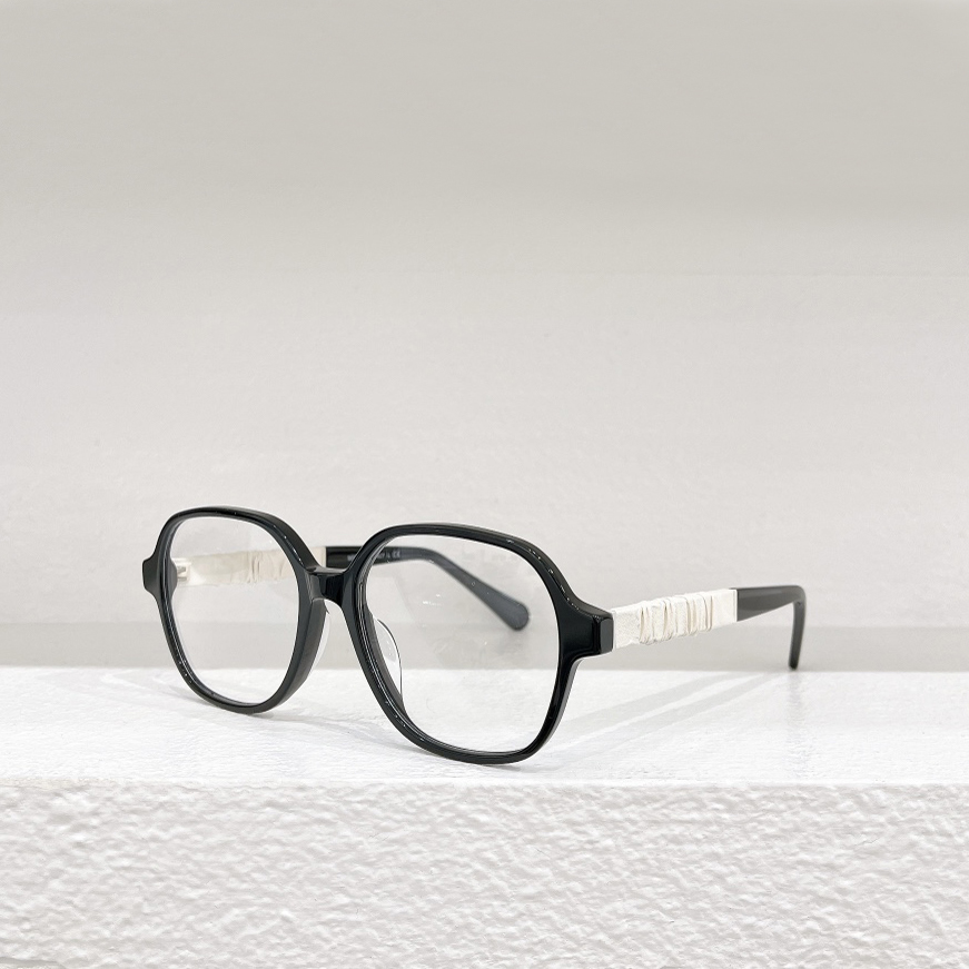 

Black Eyeglasses Glasses Frame with Leather Clear Lens Eyewear Women Fashion Sunglasses Frames with Box