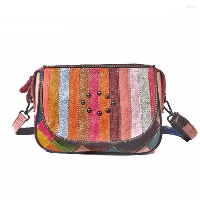 

Evening Bags Multi Color Sheepskin Small Size Shoulder Bag Women's Retro Leather Mobile Phone Short Handle Messenger, Multicolor